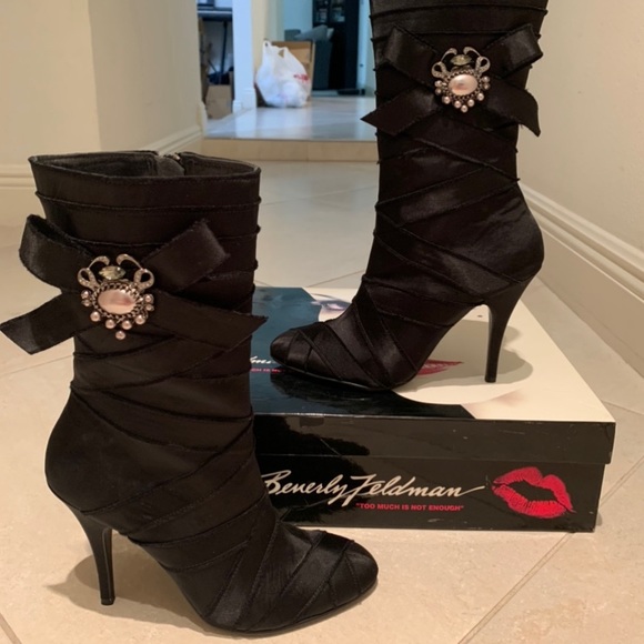 Satin Mid-calf Booties by Beverly Feldman - Picture 1 of 4